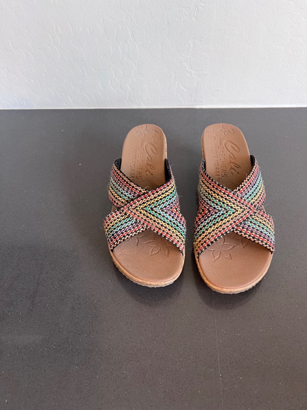 Skechers Cali Luxe Foam Multicolor Wedge Sandals